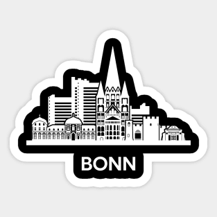 Bonn Skyline, white Sticker